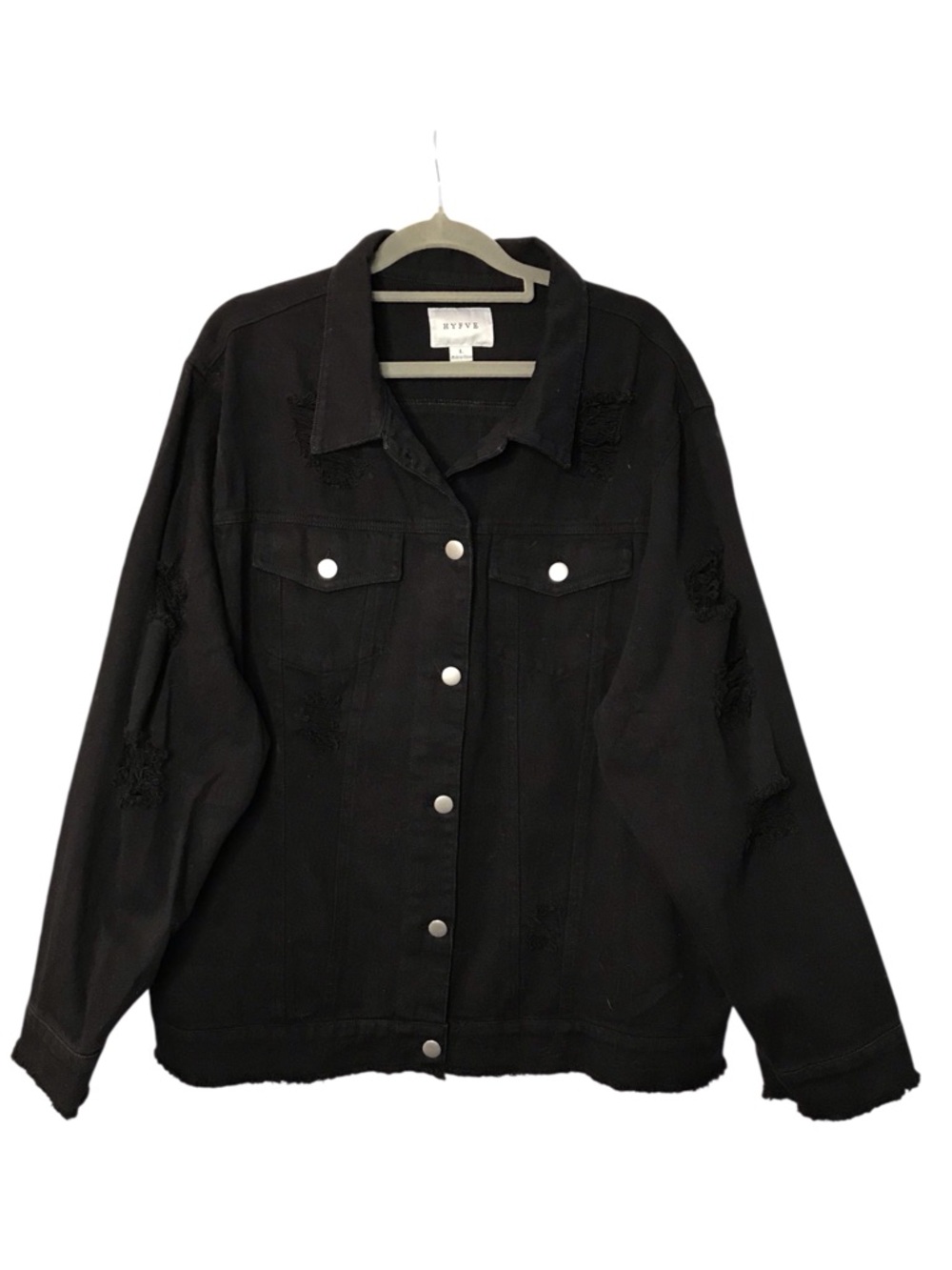 HYFVE Black Distressed Denim Jacket - Women's
